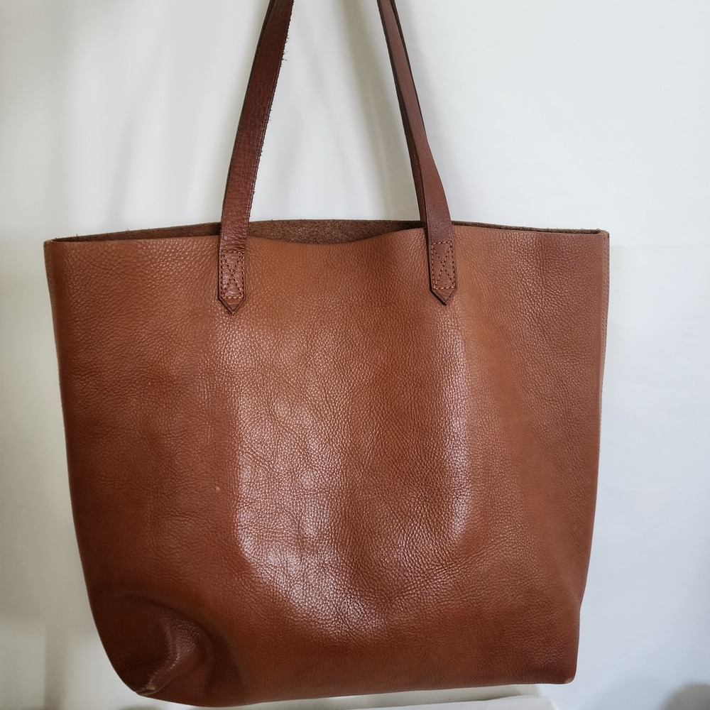 Madewell Pebble Leather Hobo Tote Bag 18 x 14" Brown